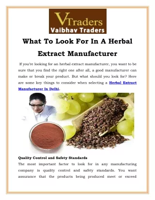 What To Look For In A Herbal Extract Manufacturer