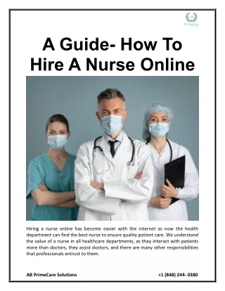 A Guide - How to Hire a Nurse Online