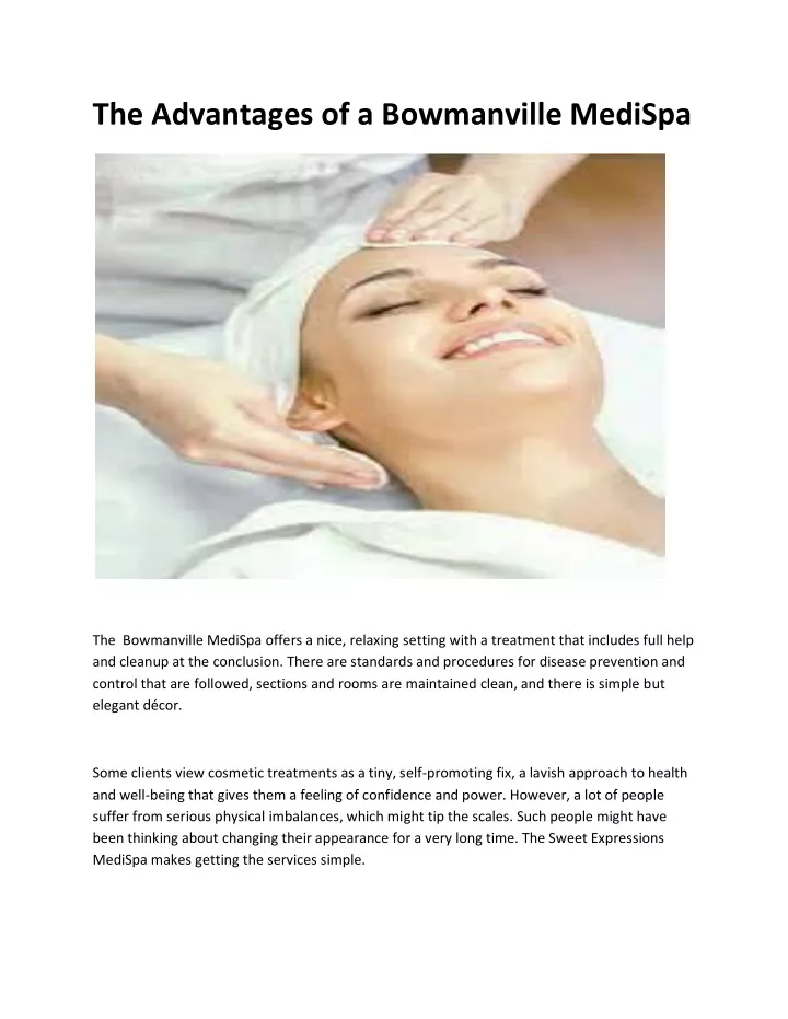 the advantages of a bowmanville medispa