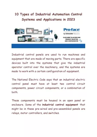 10 types of industrial automation control systems
