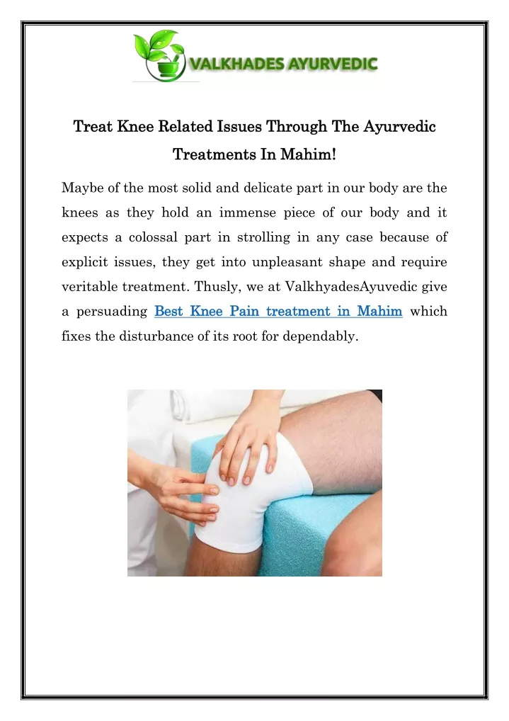 treat knee treat knee related issues through