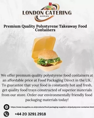Polystyrene Food Containers - Polystyrene Takeaway Containers - Food Trays