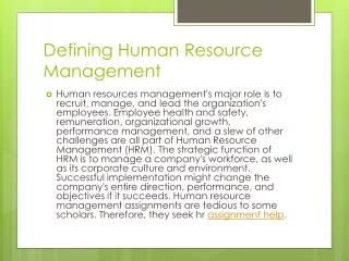 Defining Human Resource Management