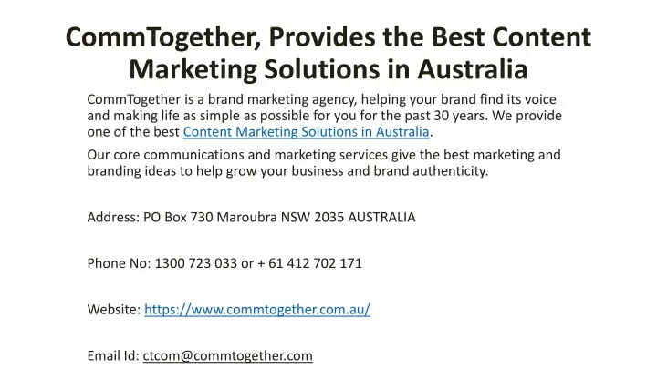 commtogether provides the best content marketing