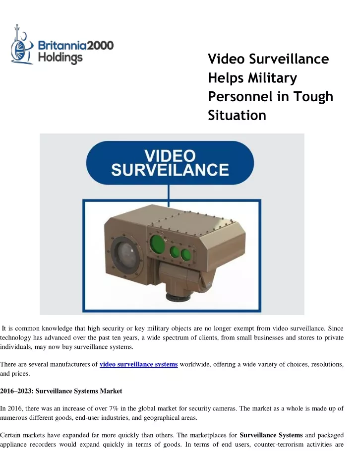 video surveillance helps military personnel