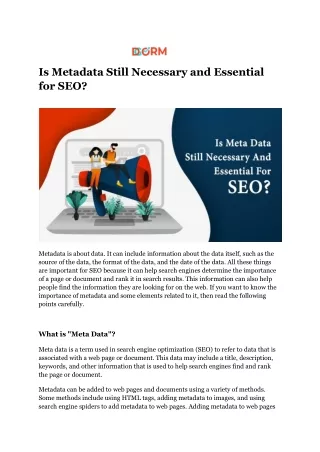 Is Metadata Still Necessary and Essential for SEO? - Digiorm