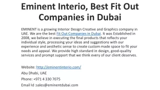 Eminent Interio, Best Fit Out Contractors In UAE