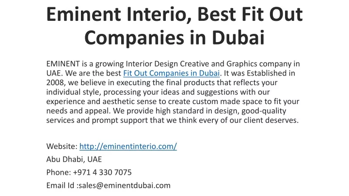 eminent interio best fit out companies in dubai