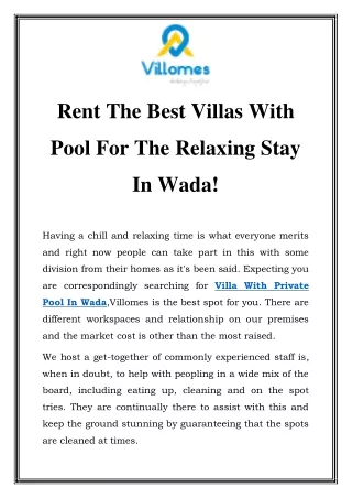 rent the best villas with