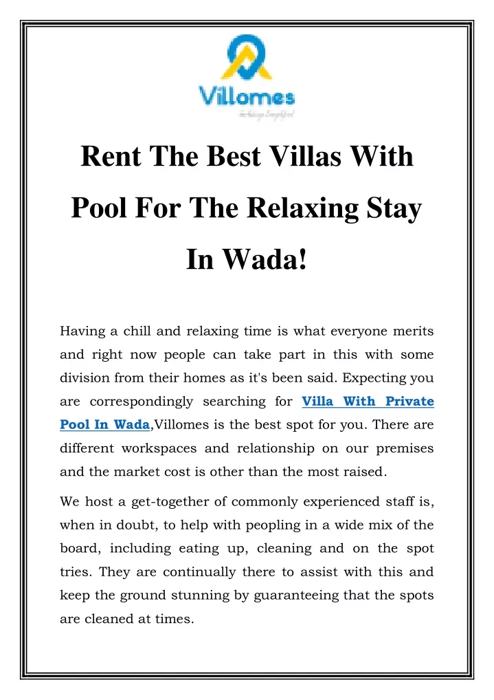 rent the best villas with