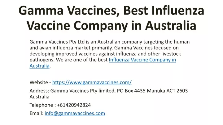 gamma vaccines best influenza vaccine company