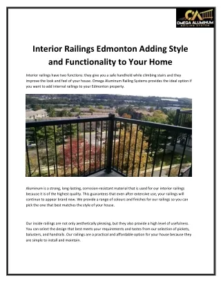 Interior Railings Edmonton Adding Style and Functionality to Your Home