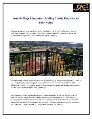 Iron Railings Edmonton Adding Classic Elegance to Your Home