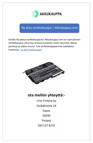 Hp akku verkkokauppa | Akkukauppa.com