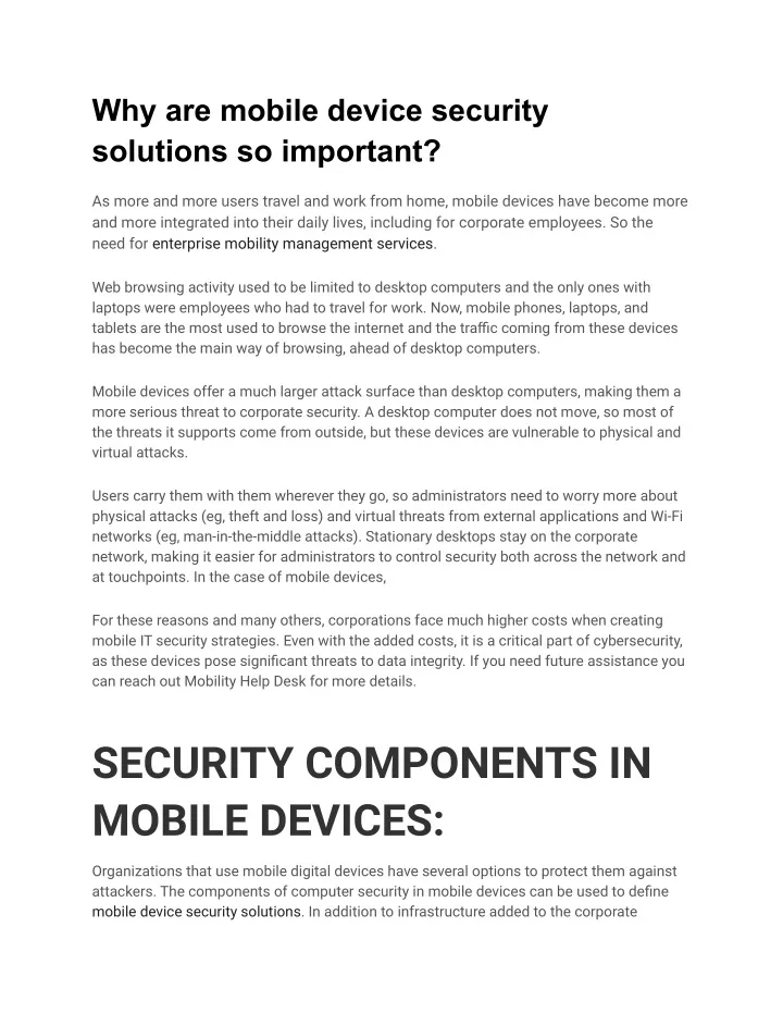 why are mobile device security solutions