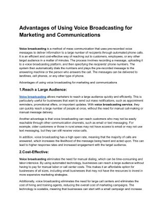 advantages of using voice broadcasting