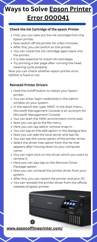 Ways to Solve epson Printer Error 000041