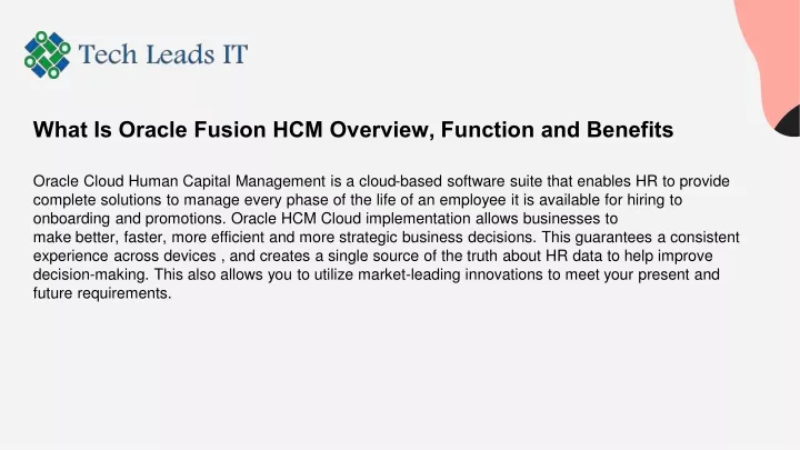 what is oracle fusion hcm overview function