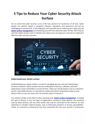 5 Tips to Reduce Your Cyber Security Attack Surface
