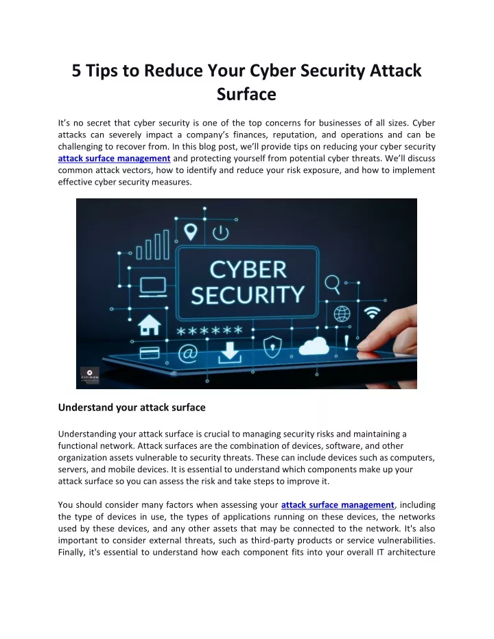 PPT - 5 Tips To Reduce Your Cyber Security Attack Surface PowerPoint ...