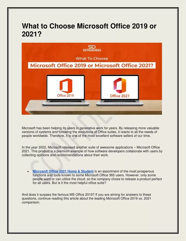 what to choose microsoft office 2019 or 2021