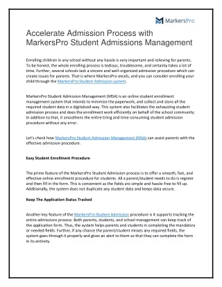 Accelerate Admission Process with MarkersPro Student Admissions Management