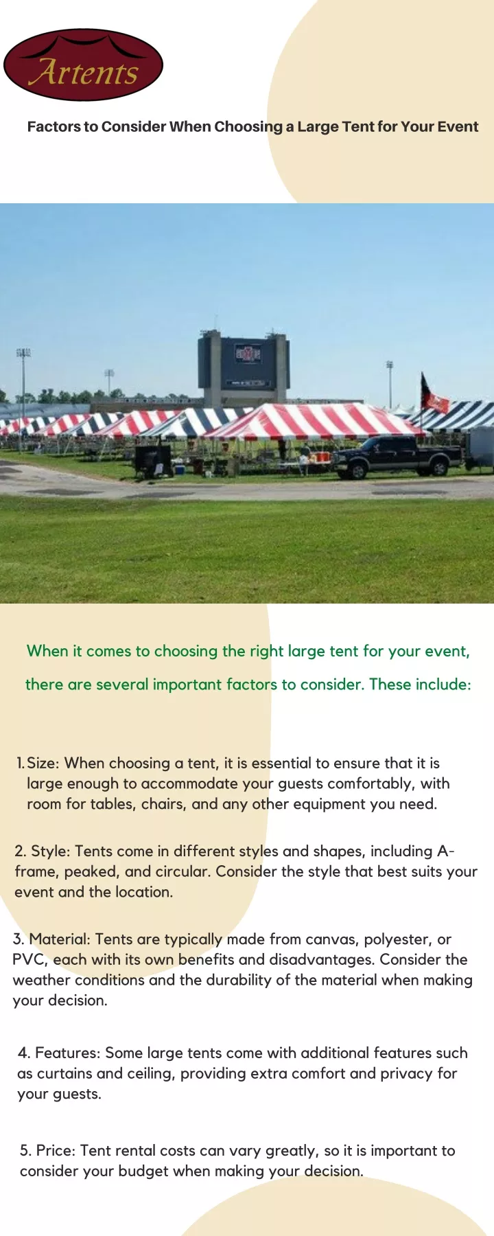 factors to consider when choosing a large tent