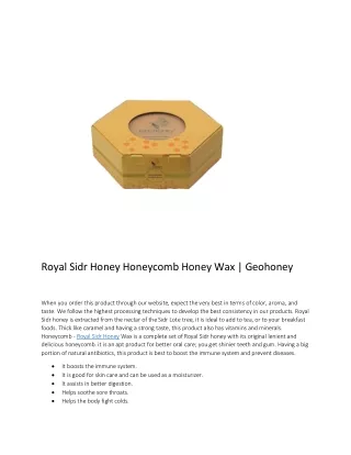 royal sidr honey honeycomb honey wax geohoney