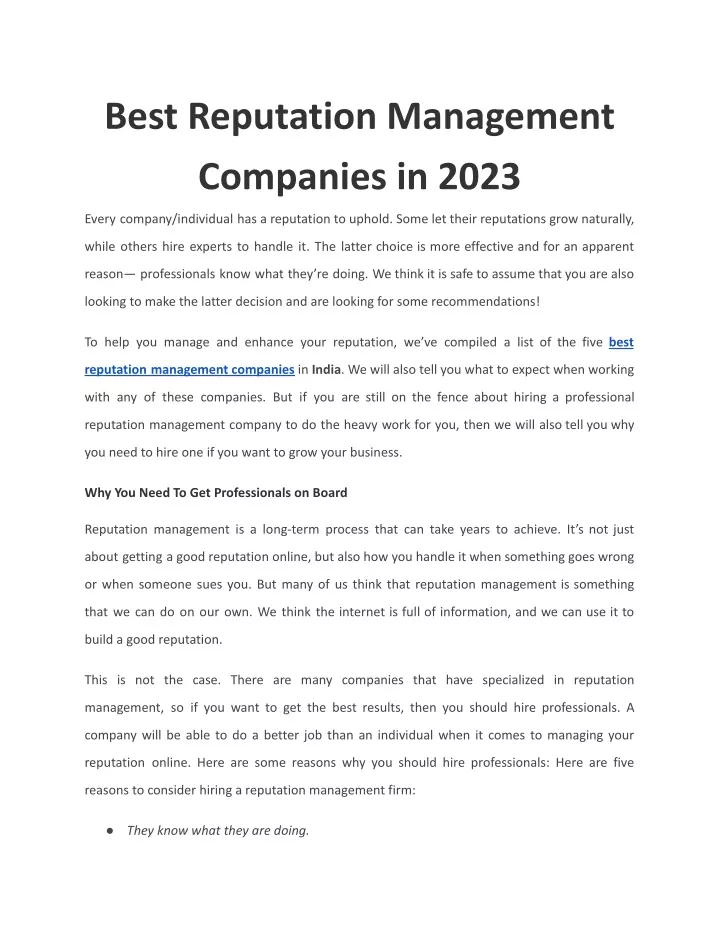 best reputation management companies in 2023