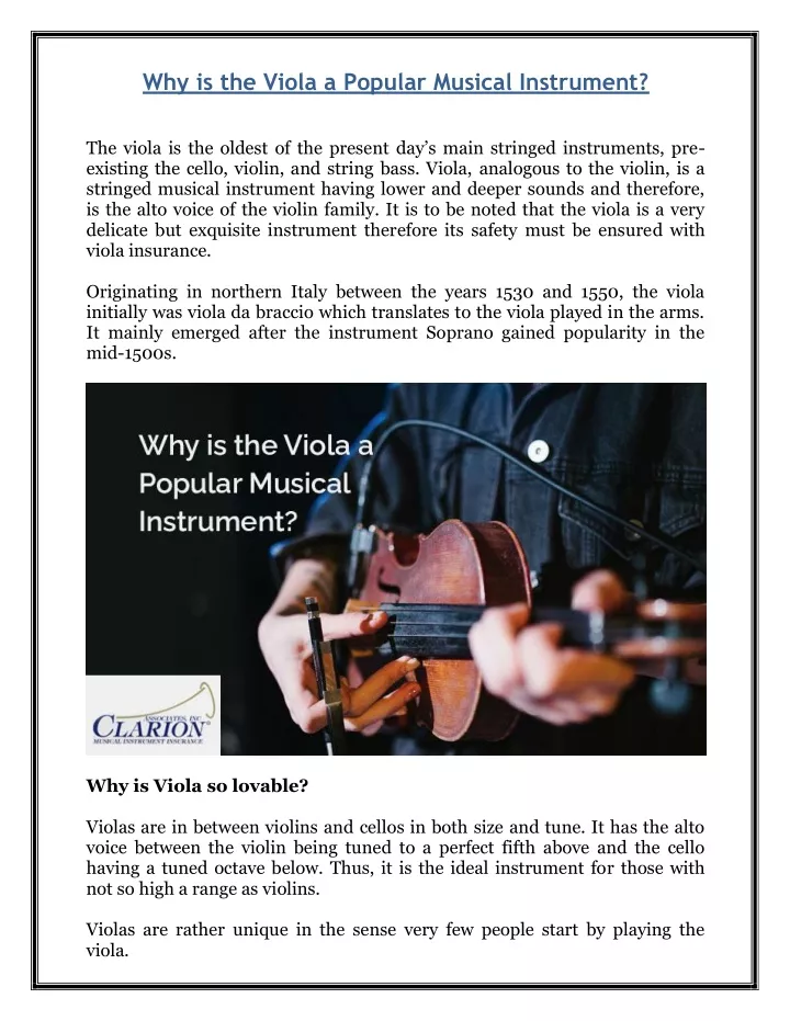 why is the viola a popular musical instrument