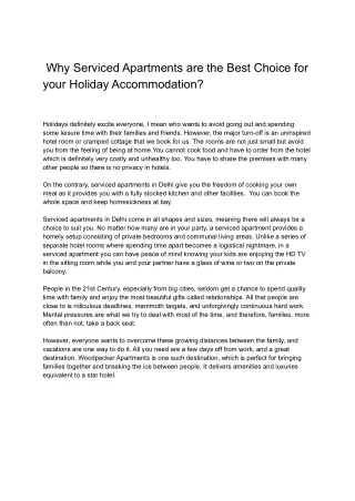 Why Serviced Apartments are the Best Choice for your Holiday Accommodation (2)