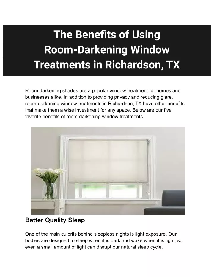 the benefits of using room darkening window