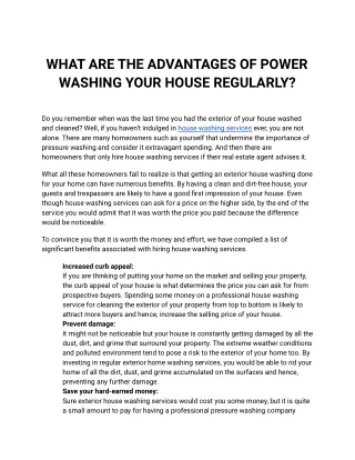 WHAT ARE THE ADVANTAGES OF POWER WASHING YOUR HOUSE REGULARLY_