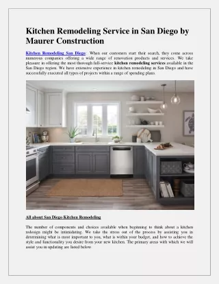 Kitchen Remodeling Service in San Diego by Maurer Construction