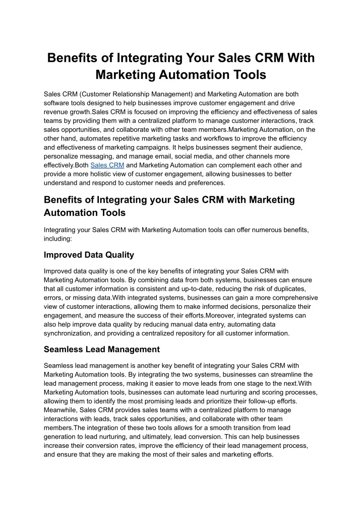 benefits of integrating your sales crm with