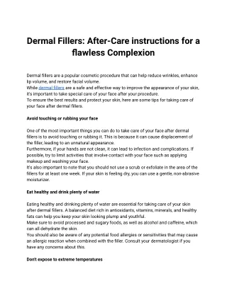 Dermal Fillers_ After-Care instructions for a flawless Complexion