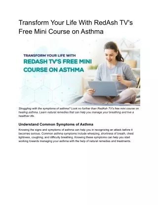 Transform Your Life With RedAsh TV's Free Mini Course on Asthma