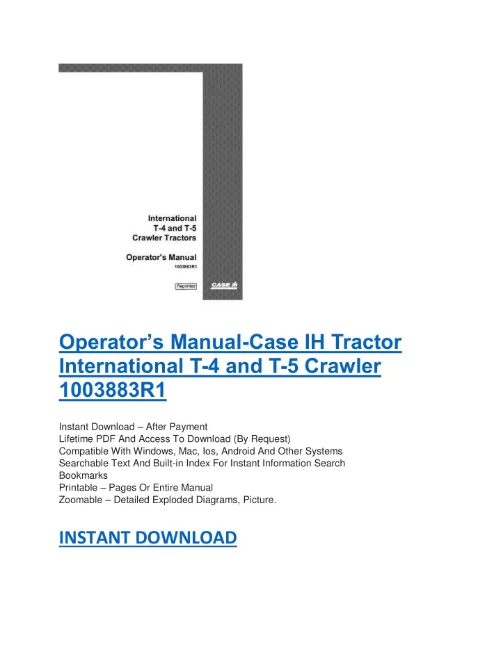 operator s manual case ih tractor international