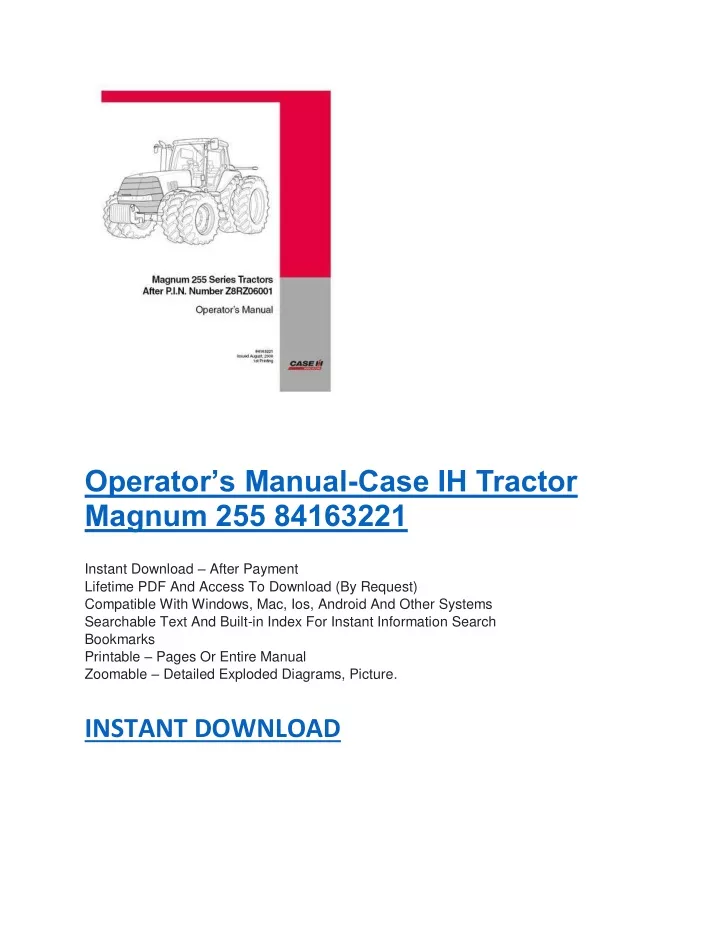 operator s manual case ih tractor magnum