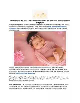 Little Dimples By Tisha, The Best Photographers For New Born Photographer In Bangalore