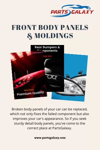 Front Body Panels on a Car - Partsgalaxy