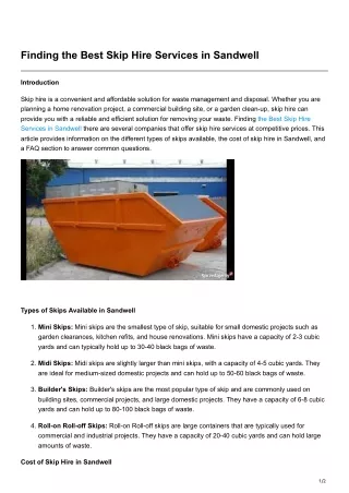 williamsarthur430.blogspot.com-Finding the Best Skip Hire Services in Sandwell