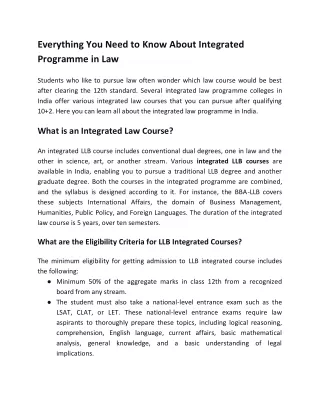 Everything You Need to Know About Integrated Programme in Law