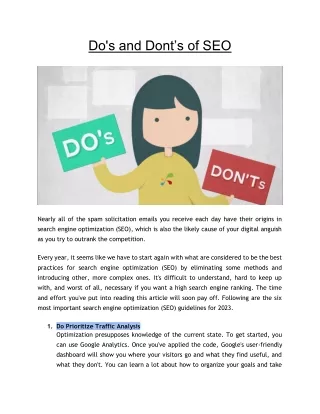 Do's and Dont’s of SEO