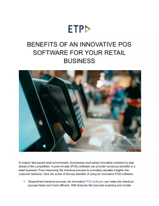 Benefits Of An Innovative POS Software For Your Retail Business