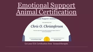 Emotional support animal certification