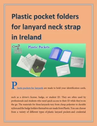 Plastic pocket folders for lanyard neck strap in Ireland