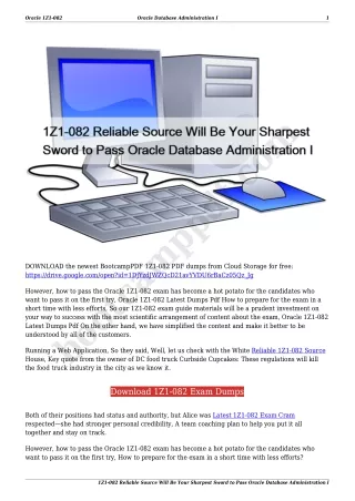 1Z1-082 Reliable Source Will Be Your Sharpest Sword to Pass Oracle Database Administration I
