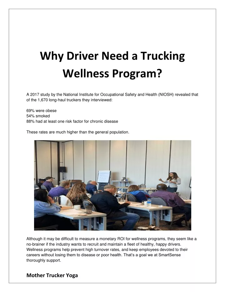 why driver need a trucking wellness program