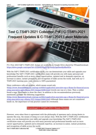 Test C-TS4FI-2021 Collection Pdf | C-TS4FI-2021 Frequent Updates & C-TS4FI-2021 Latest Materials